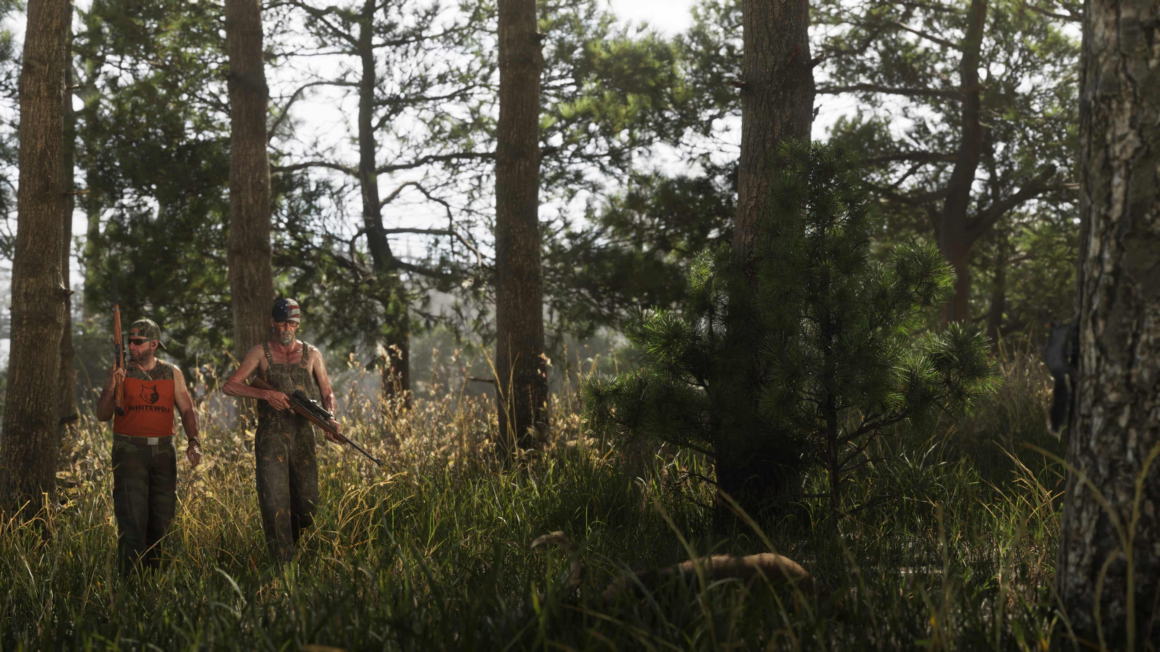 Hunters stalking deer in the Mount Kalaga pines — Mount Kalaga National Park, GTA 6 National park