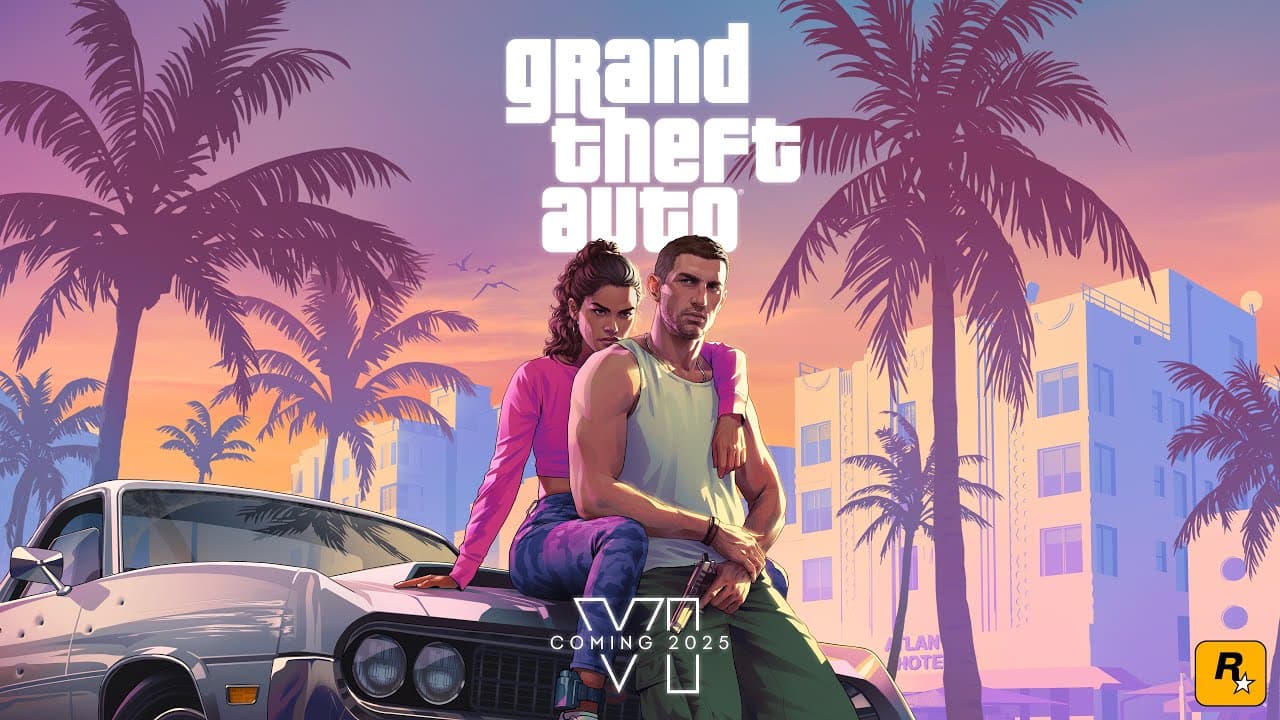 Miniatura do Trailer 1 de GTA 6 mostrando a praia de Vice City em neon