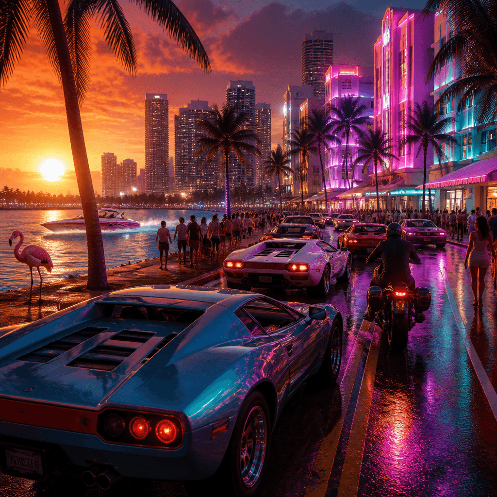 Imágenes del tráiler de GTA 6 con las calles de neón de Vice City: los fans debaten si el juego final igualará la densidad y el detalle del tráiler.