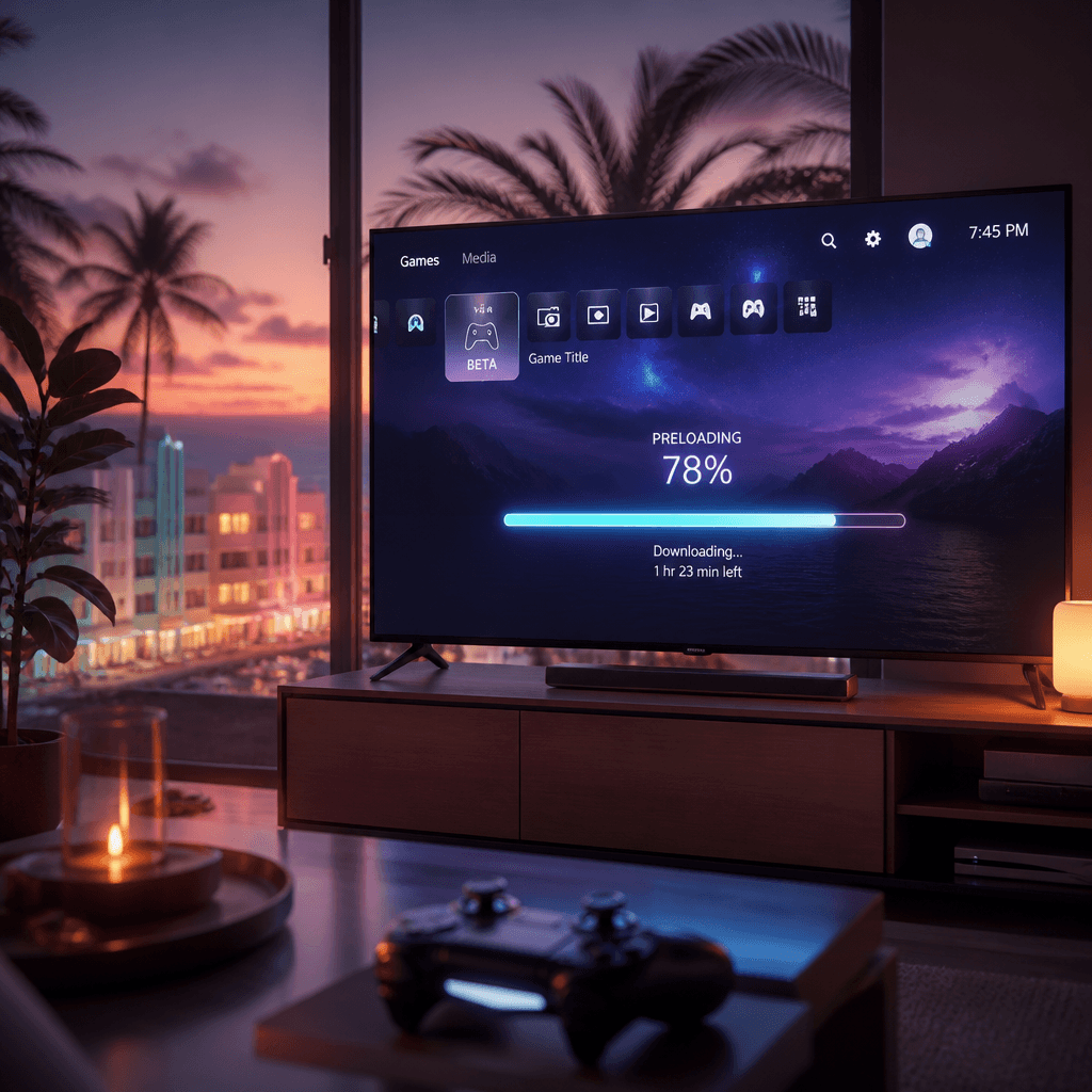 PS5'te GTA 6 indirme ekranı; oyun 19 Kasım 2026 çıkışından önce ön yükleniyor.